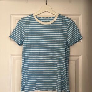 J. Crew Light Blue and White Striped Top